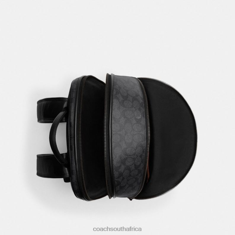 Coach Men CHARTER BACKPACK IN SIGNATURE CANVAS CHARCOAL 4ZRDJ676