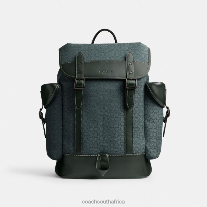Coach Men HITCH BACKPACK IN MICRO SIGNATURE JACQUARD Amazon Green 4ZRDJ682
