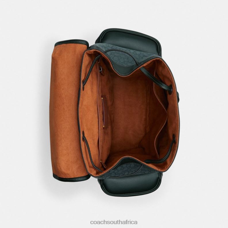 Coach Men HITCH BACKPACK IN MICRO SIGNATURE JACQUARD Amazon Green 4ZRDJ682