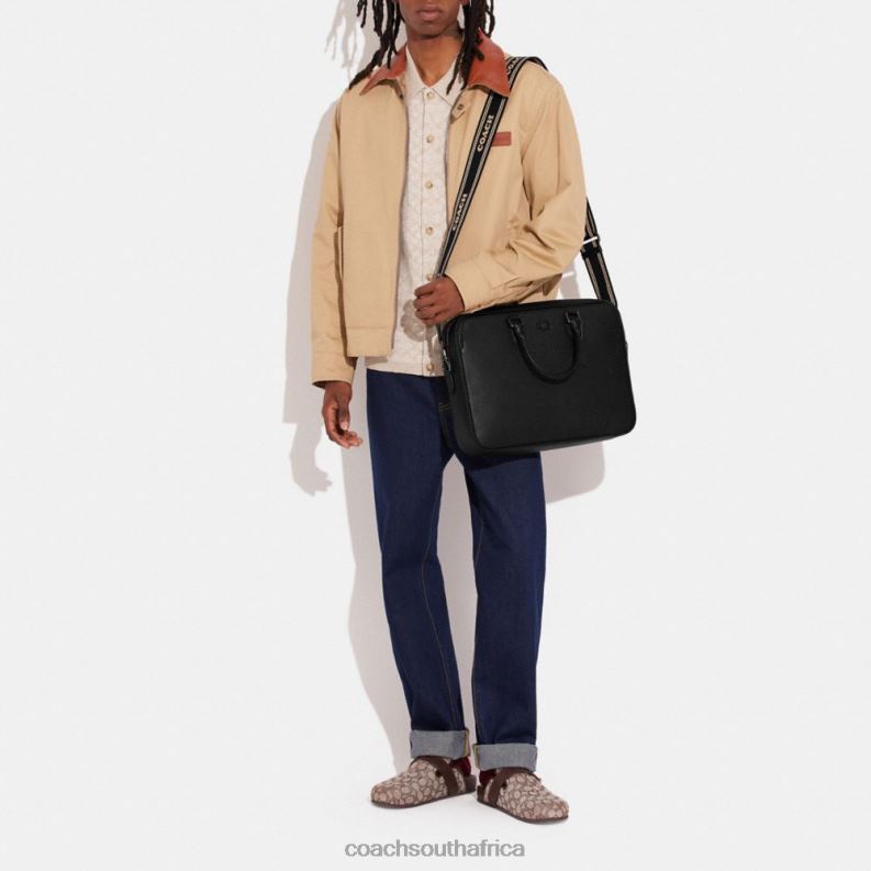 Coach Men GOTHAM BRIEF WITH SIGNATURE CANVAS INTERIOR Black 4ZRDJ622