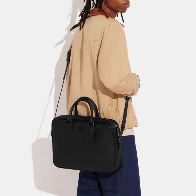 Coach Men GOTHAM BRIEF WITH SIGNATURE CANVAS INTERIOR Black 4ZRDJ622