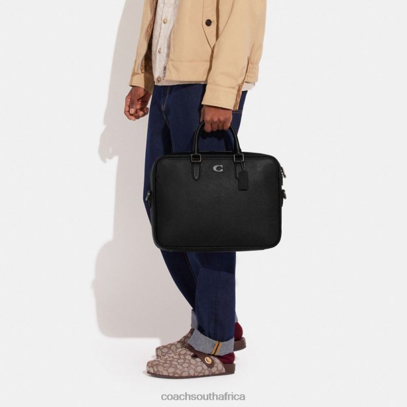 Coach Men GOTHAM BRIEF WITH SIGNATURE CANVAS INTERIOR Black 4ZRDJ622