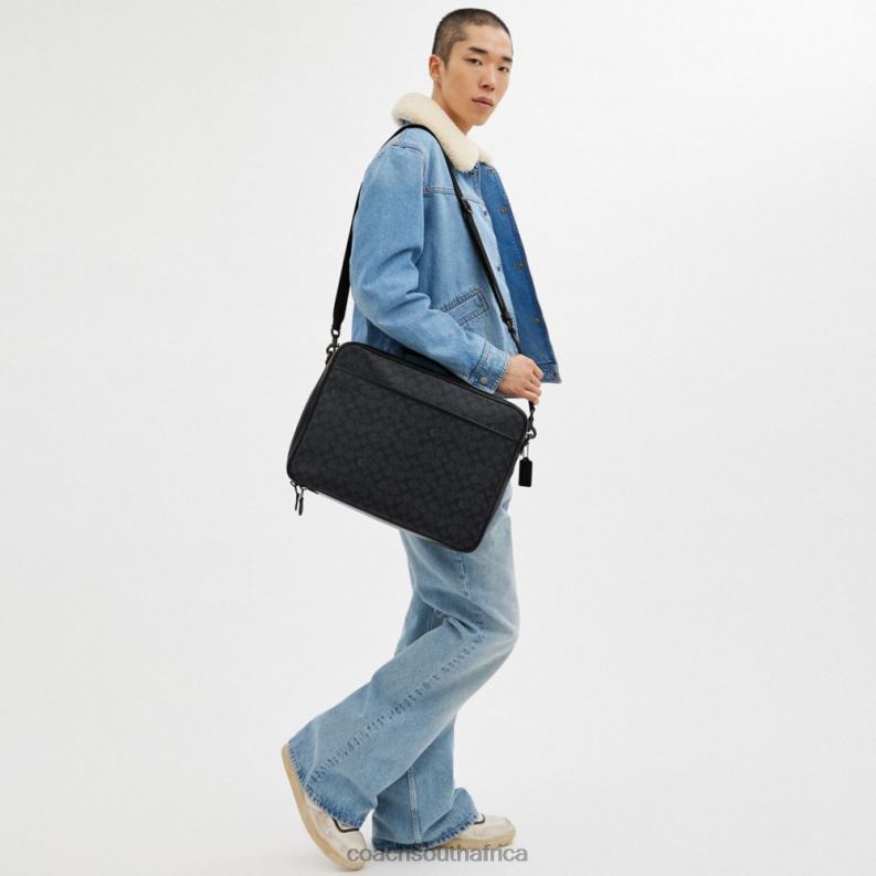 Coach Men GOTHAM CONVERTIBLE BRIEF IN SIGNATURE CANVAS CHARCOAL 4ZRDJ617