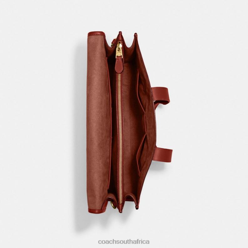 Coach Men GOTHAM PORTFOLIO IN SIGNATURE CANVAS Tan/Rust 4ZRDJ626