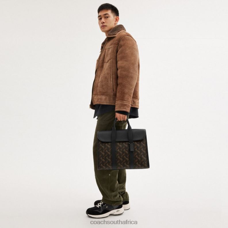 Coach Men GOTHAM PORTFOLIO WITH HORSE AND CARRIAGE PRINT Truffle 4ZRDJ619