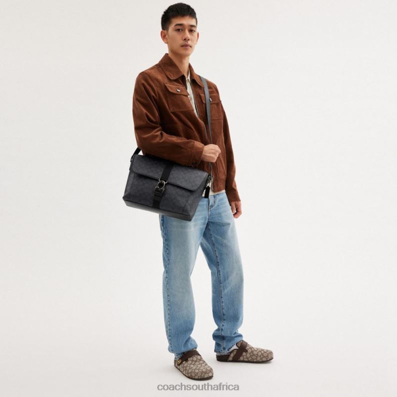 Coach Men BECK MESSENGER IN SIGNATURE CANVAS CHARCOAL 4ZRDJ654