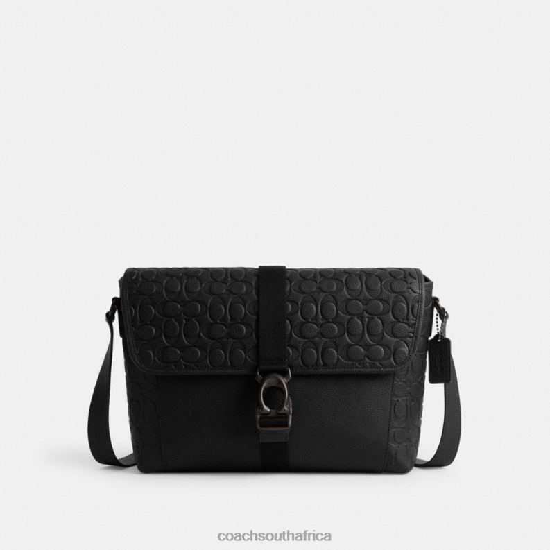 Coach Men BECK MESSENGER IN SIGNATURE LEATHER Black 4ZRDJ651