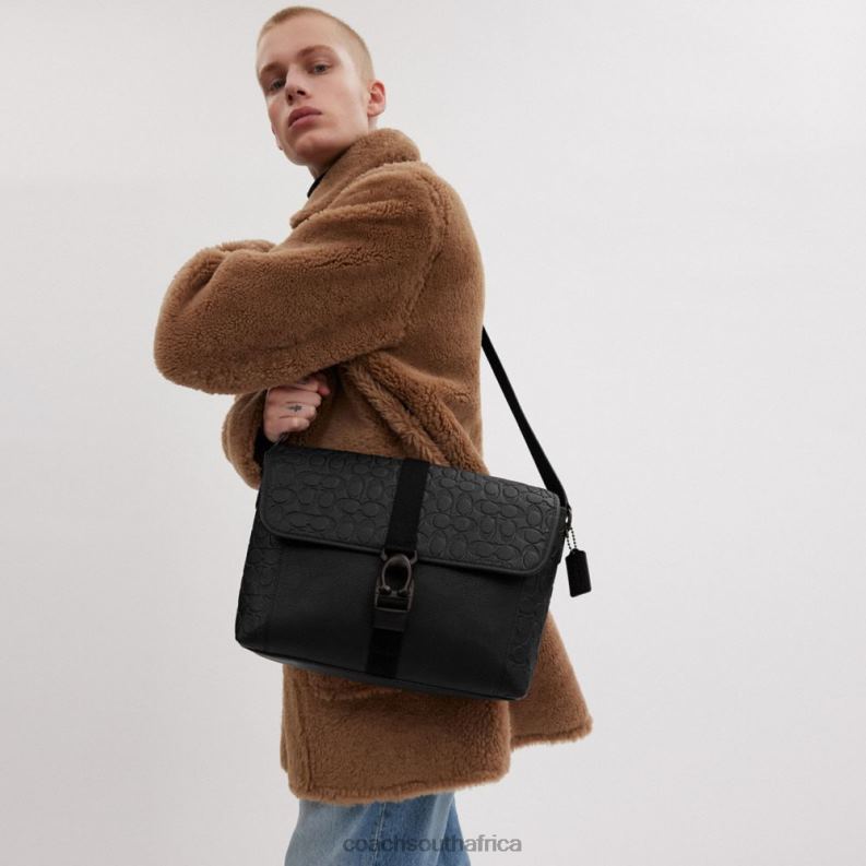 Coach Men BECK MESSENGER IN SIGNATURE LEATHER Black 4ZRDJ651