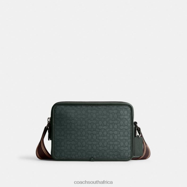Coach Men CHARTER CROSSBODY 24 IN MICRO SIGNATURE JACQUARD Amazon Green 4ZRDJ662