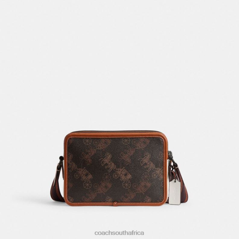Coach Men CHARTER CROSSBODY 24 WITH LARGE HORSE AND CARRIAGE PRINT Truffle/Burnished Amber 4ZRDJ655