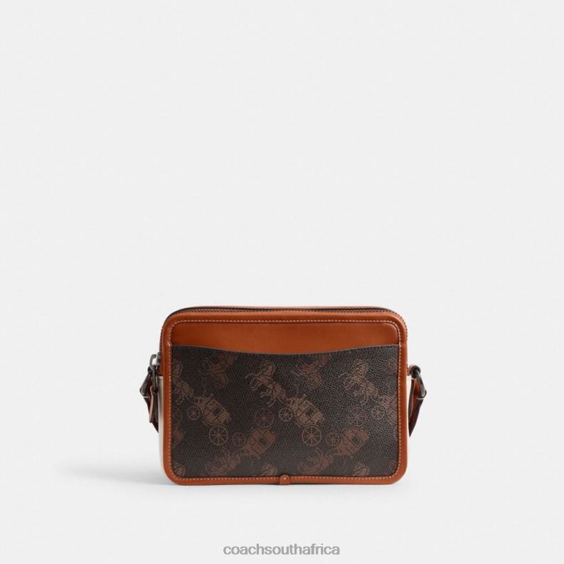 Coach Men CHARTER CROSSBODY 24 WITH LARGE HORSE AND CARRIAGE PRINT Truffle/Burnished Amber 4ZRDJ655