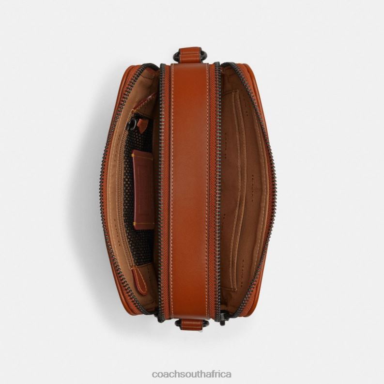 Coach Men CHARTER CROSSBODY 24 WITH LARGE HORSE AND CARRIAGE PRINT Truffle/Burnished Amber 4ZRDJ655