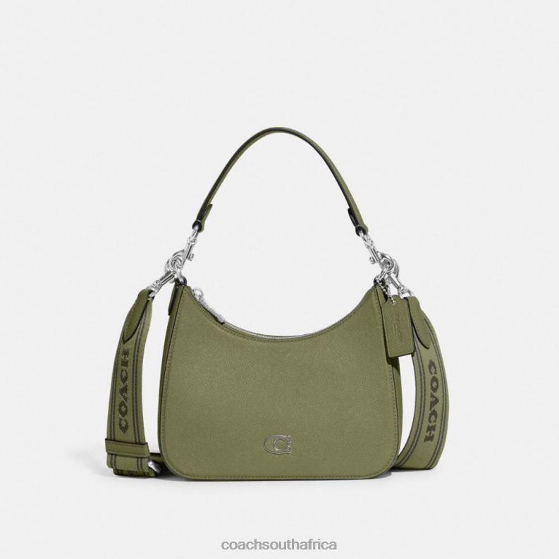Coach Men HOBO CROSSBODY WITH SIGNATURE CANVAS MOSS 4ZRDJ646