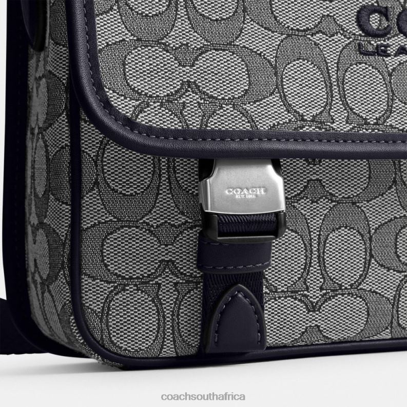 Coach Men LEAGUE MESSENGER BAG IN SIGNATURE JACQUARD Midnight Navy 4ZRDJ664