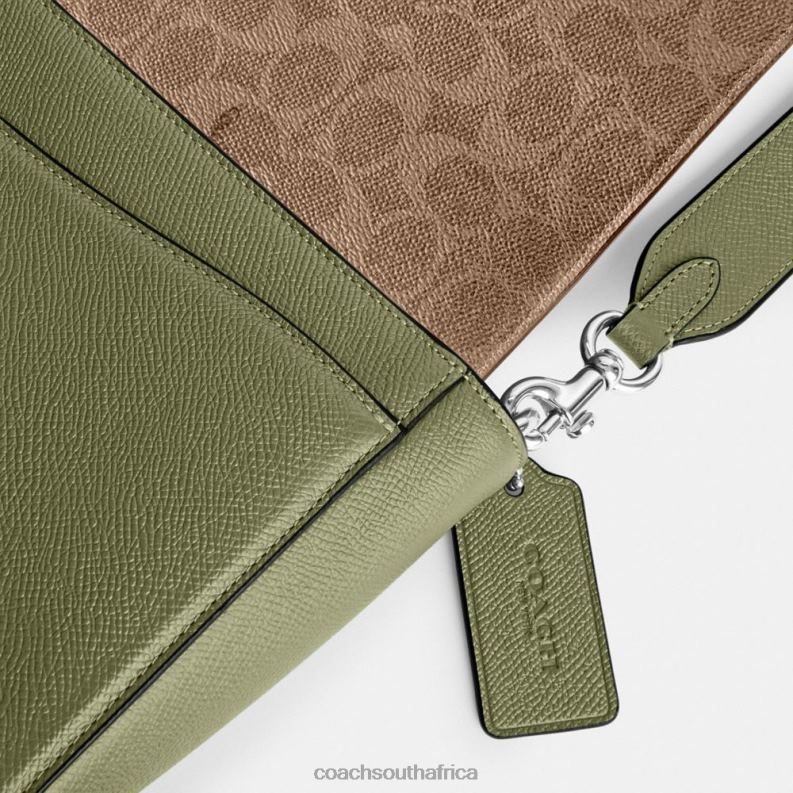 Coach Men MESSENGER BAG WITH SIGNATURE CANVAS INTERIOR MOSS 4ZRDJ647