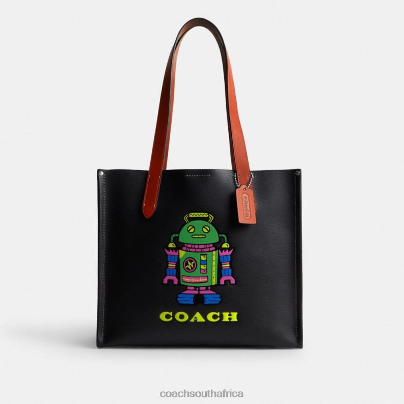 Coach Men COSMIC COACH RELAY TOTE 34 WITH ROBOT Black Multi. 4ZRDJ632