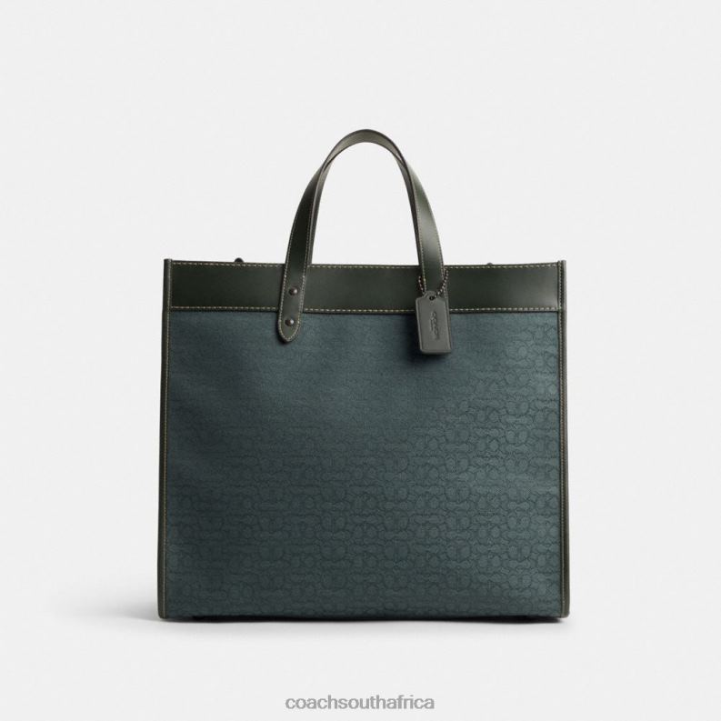 Coach Men FIELD TOTE 40 IN MICRO SIGNATURE JACQUARD Amazon Green 4ZRDJ635