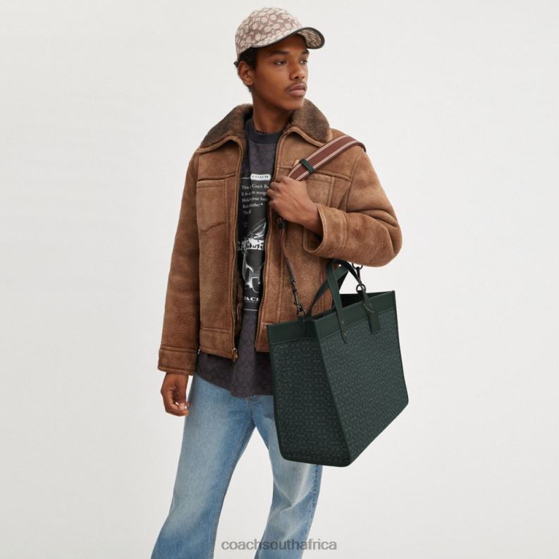 Coach Men FIELD TOTE 40 IN MICRO SIGNATURE JACQUARD Amazon Green 4ZRDJ635