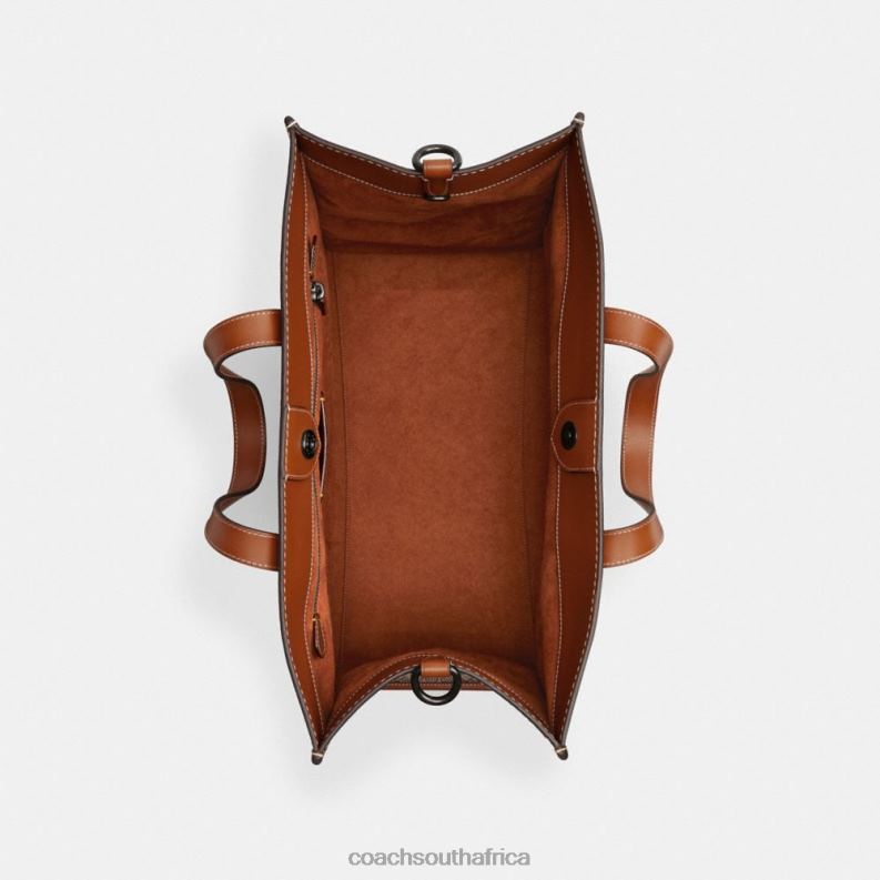 Coach Men FIELD TOTE 40 IN MICRO SIGNATURE JACQUARD Cocoa/Burnished Amber 4ZRDJ636