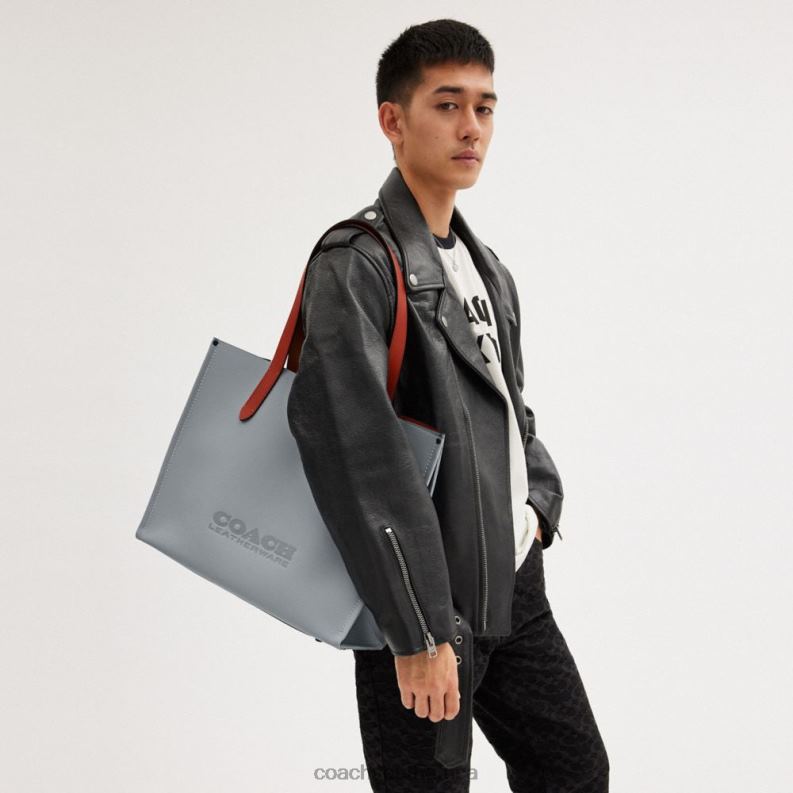 Coach Men RELAY TOTE Grey Blue 4ZRDJ630