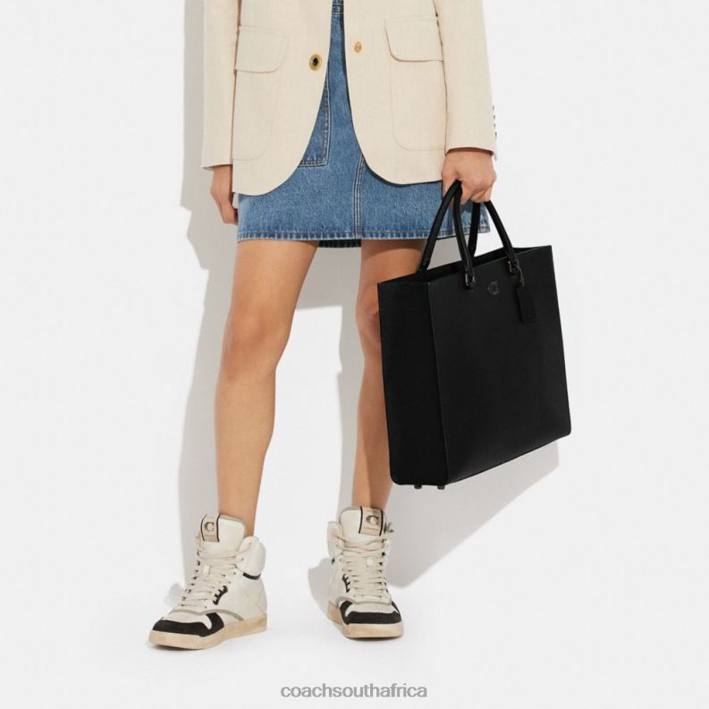 Coach Men TOTE 40 WITH SIGNATURE CANVAS INTERIOR Black 4ZRDJ638