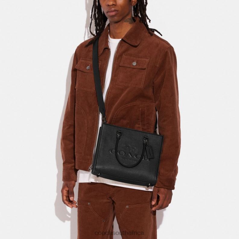 Coach Men TOTE WITH SIGNATURE CANVAS Black 4ZRDJ637