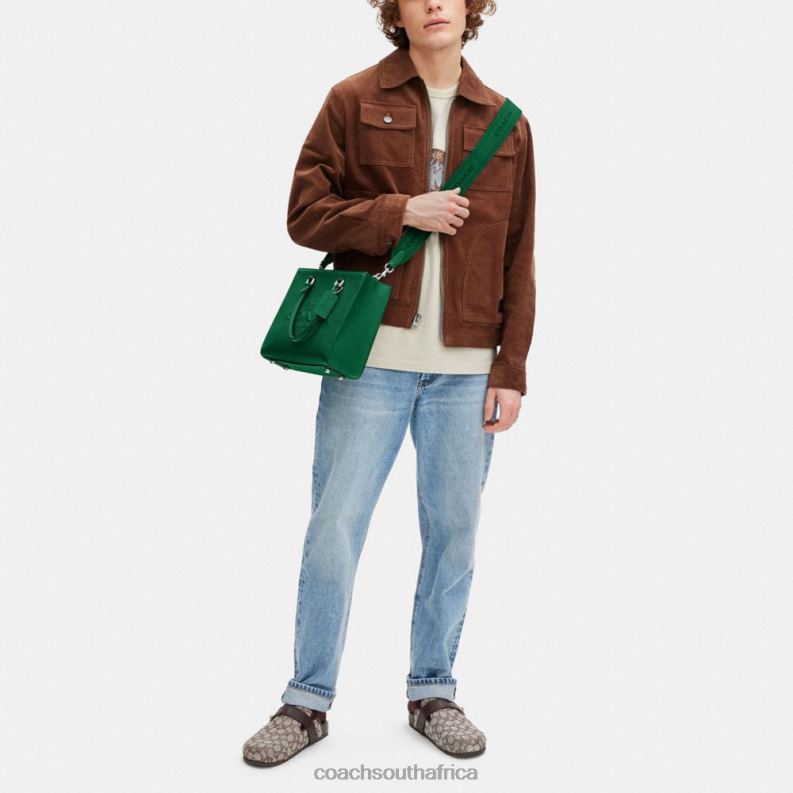 Coach Men TOTE WITH SIGNATURE CANVAS Green 4ZRDJ643
