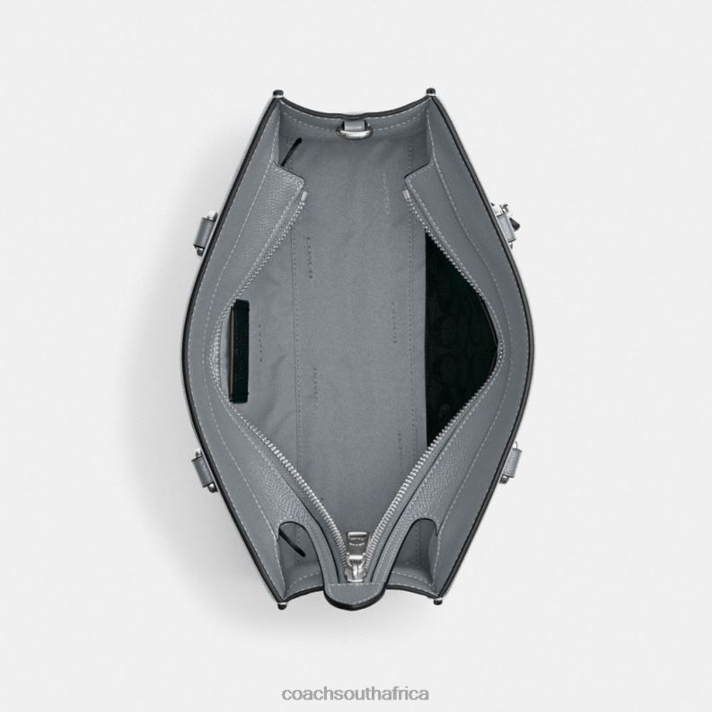 Coach Men TOTE WITH SIGNATURE CANVAS Grey Blue 4ZRDJ634