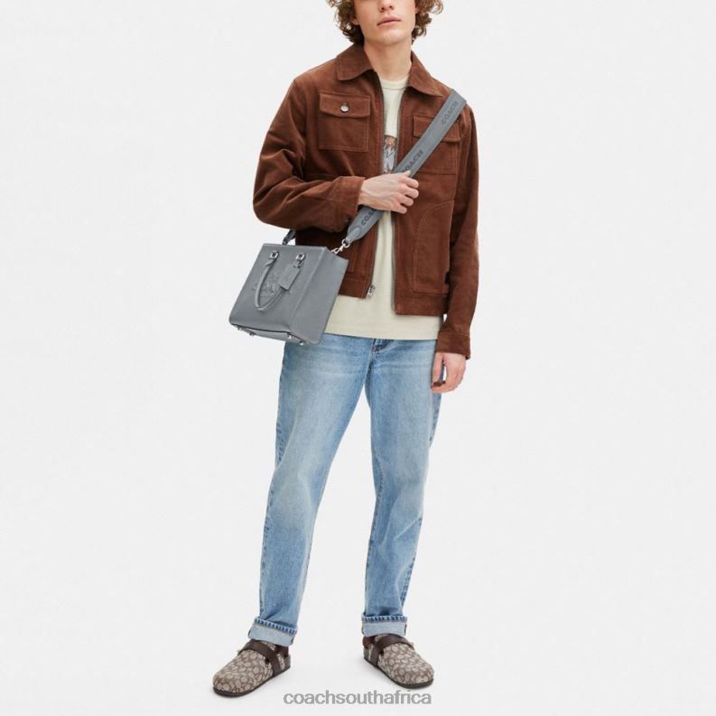 Coach Men TOTE WITH SIGNATURE CANVAS Grey Blue 4ZRDJ634