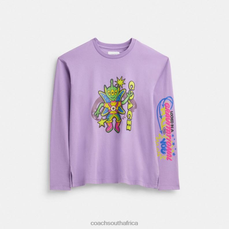 Coach Men COSMIC COACH LONG SLEEVE T-SHIRT PURPLE MULTI 4ZRDJ770
