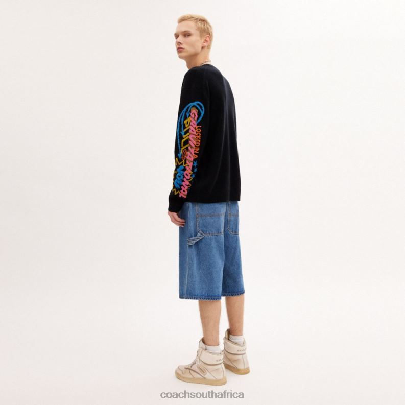 Coach Men COSMIC COACH SWEATER Black Multi. 4ZRDJ771