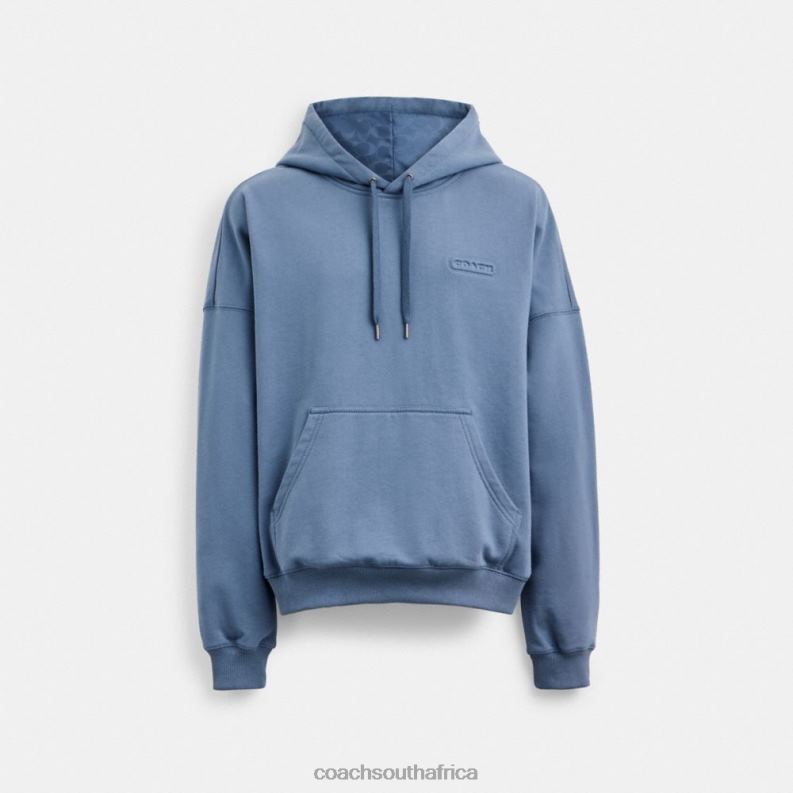 Coach Men HOODIE WITH SIGNATURE HOOD Blue. 4ZRDJ777