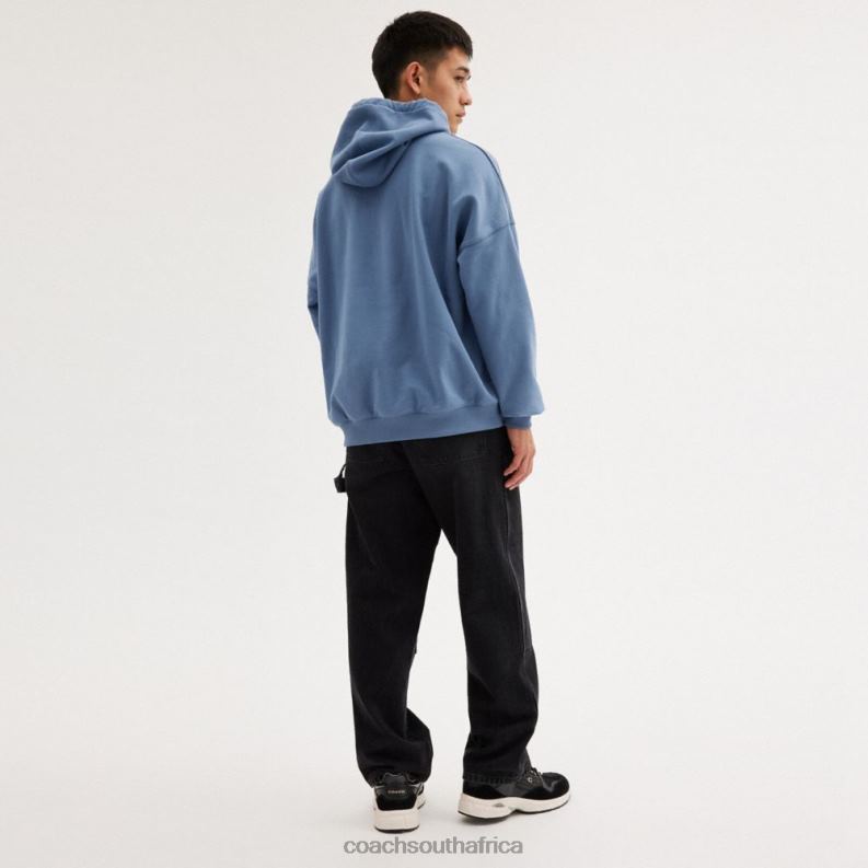 Coach Men HOODIE WITH SIGNATURE HOOD Blue. 4ZRDJ777