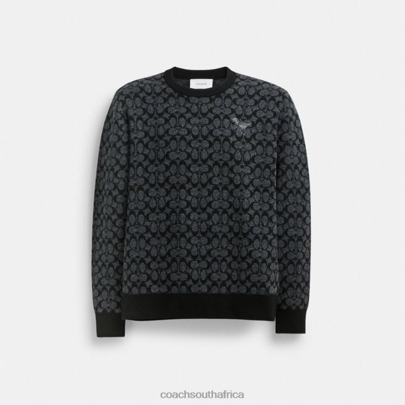 Coach Men REXY SWEATER Black Signature 4ZRDJ768