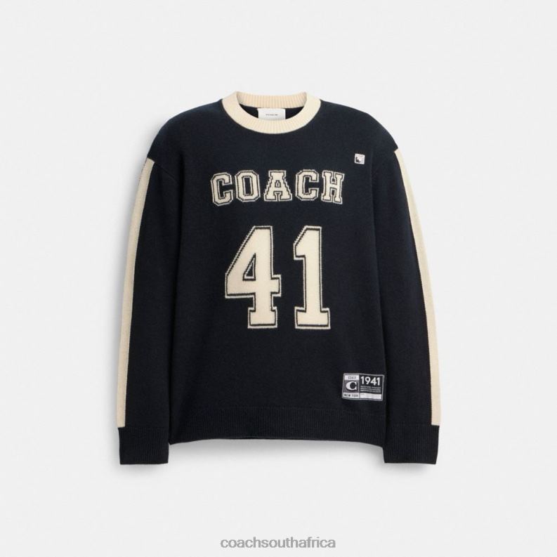 Coach Men VARSITY CASHMERE SWEATER Black Multi. 4ZRDJ781