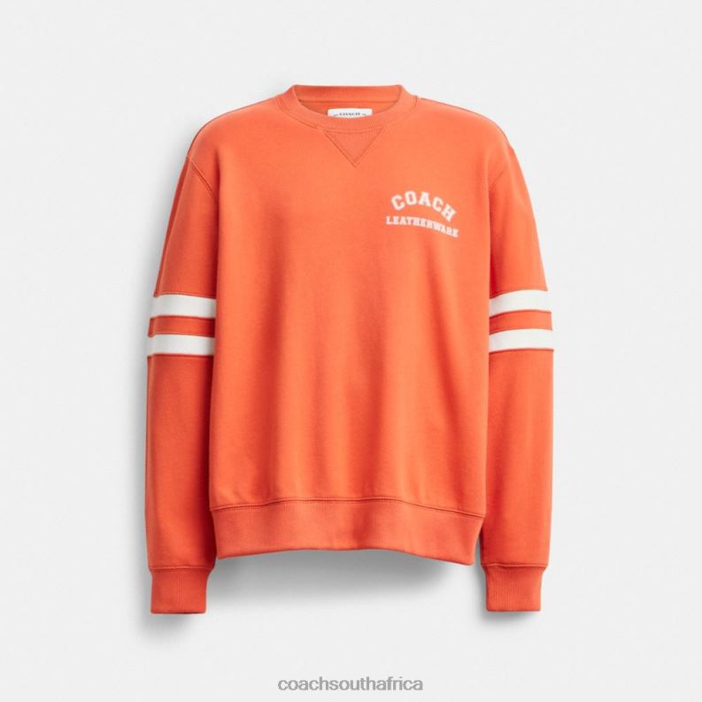 Coach Men VARSITY CREWNECK Burnt Orange 4ZRDJ780
