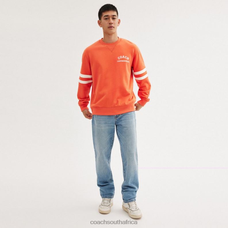 Coach Men VARSITY CREWNECK Burnt Orange 4ZRDJ780