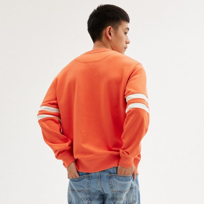 Coach Men VARSITY CREWNECK Burnt Orange 4ZRDJ780