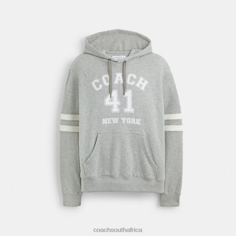 Coach Men VARSITY HOODIE HEATHER GREY 4ZRDJ776
