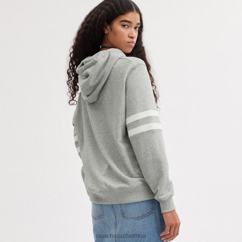 Coach Men VARSITY HOODIE HEATHER GREY 4ZRDJ776