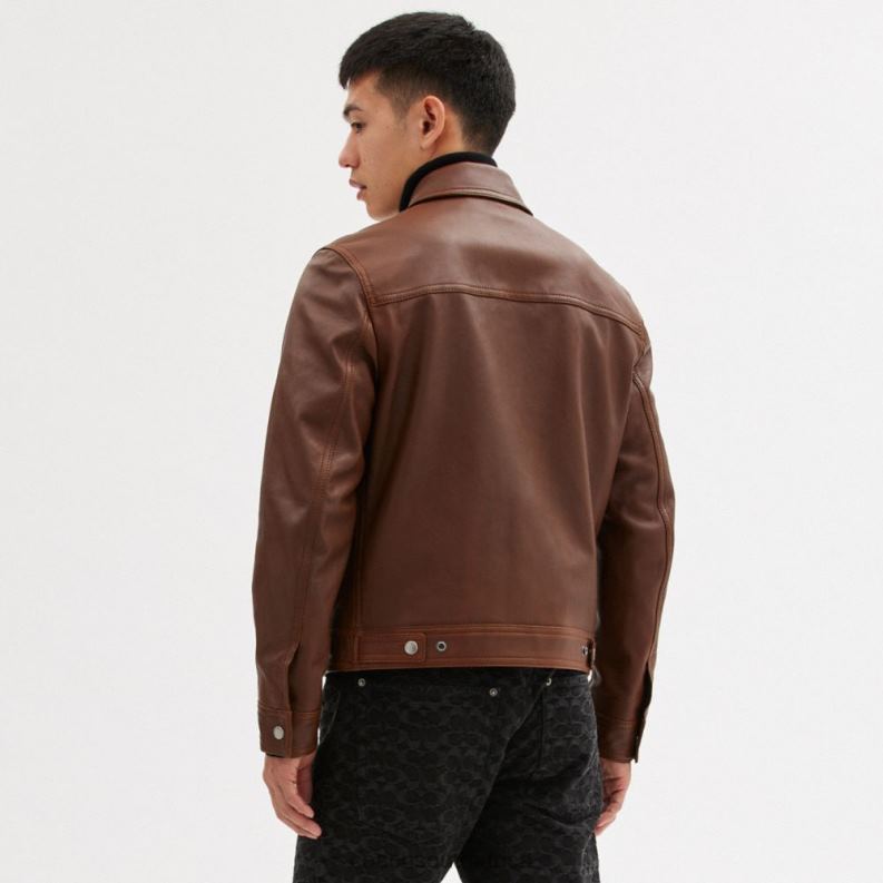 Coach Men BIKER JACKET Brown 4ZRDJ759