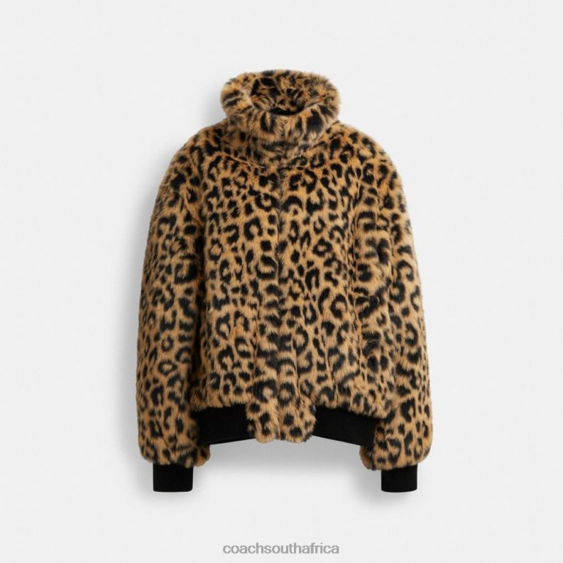 Coach Men PRINTED FAUX FUR JACKET Leopard 4ZRDJ752