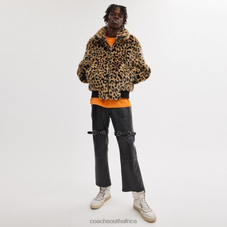 Coach Men PRINTED FAUX FUR JACKET Leopard 4ZRDJ752