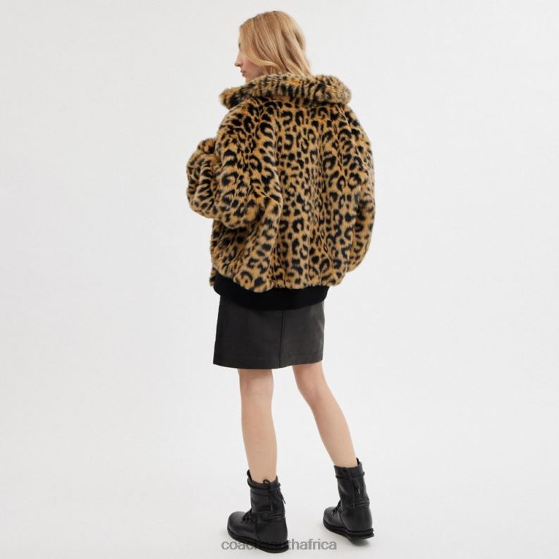 Coach Men PRINTED FAUX FUR JACKET Leopard 4ZRDJ752