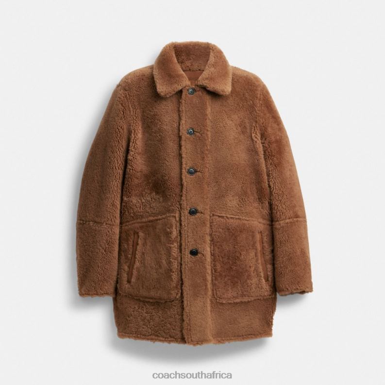 Coach Men REVERSIBLE SHEARLING COAT Biscuit 4ZRDJ757