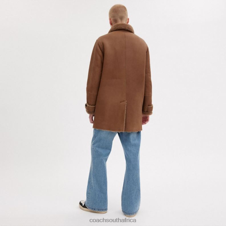 Coach Men REVERSIBLE SHEARLING COAT Biscuit 4ZRDJ757