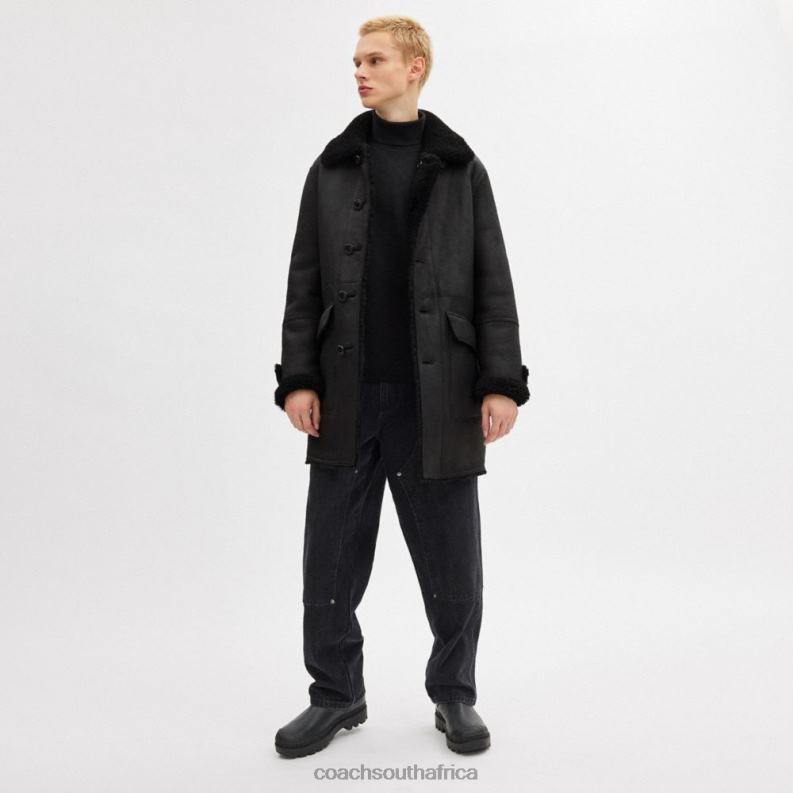 Coach Men REVERSIBLE SHEARLING COAT Black 4ZRDJ758