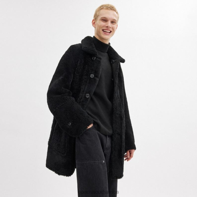 Coach Men REVERSIBLE SHEARLING COAT Black 4ZRDJ758