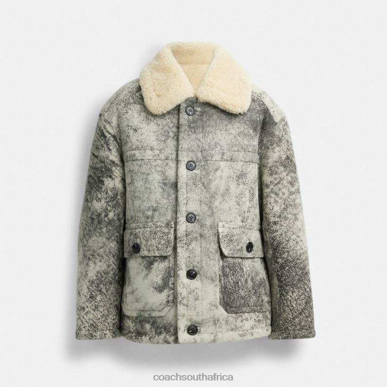 Coach Men SHEARLING COAT BLACK/GREY 4ZRDJ760