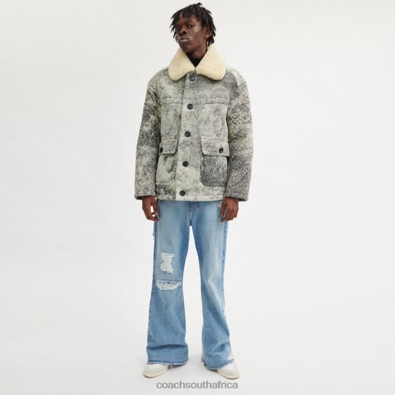 Coach Men SHEARLING COAT BLACK/GREY 4ZRDJ760